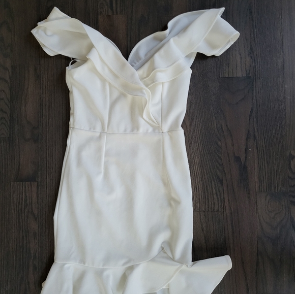 SELFIE LESLIE OFF-SHOULDER RUFFLE MINI DRESS WHITE - Picture 5 of 6